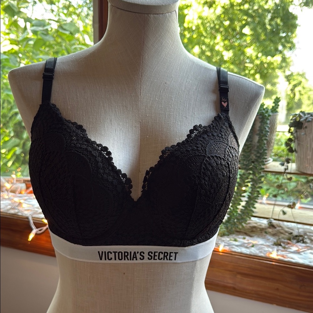 Victoria's Secret Black Lace Bra with White Trim